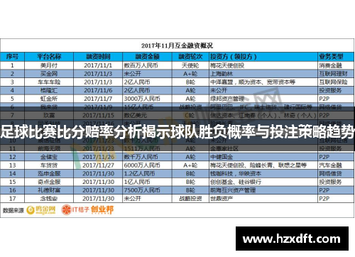 足球比赛比分赔率分析揭示球队胜负概率与投注策略趋势